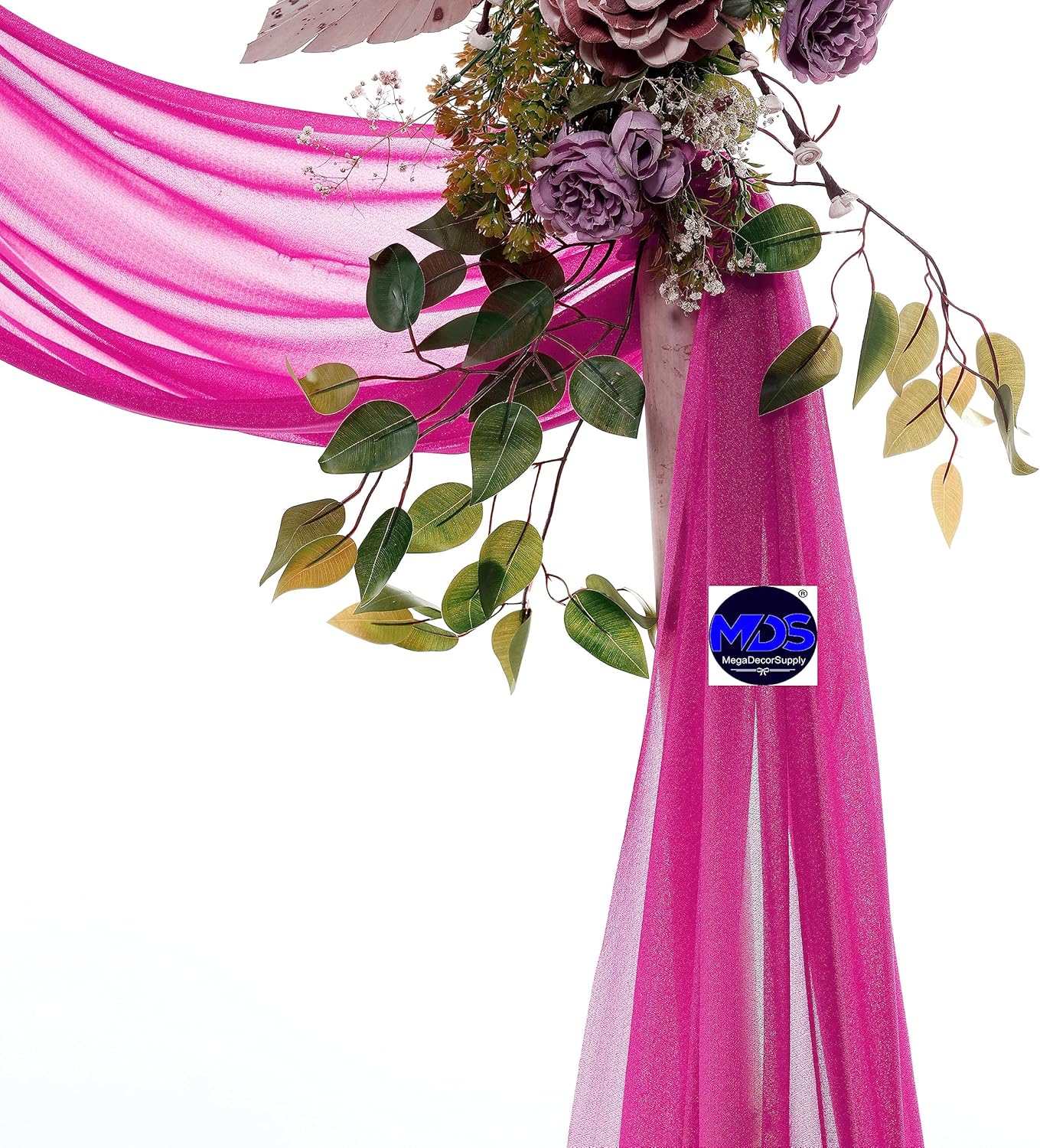 MDS Halloween Chiffon Draping Fabric - 2 Panel, 30" Wide x 40ft Long - Sheer Spooky Arbor & Canopy Drapery for Haunted House Backdrops, Party Ceilings, DIY Costumes & Themed Events - Magenta