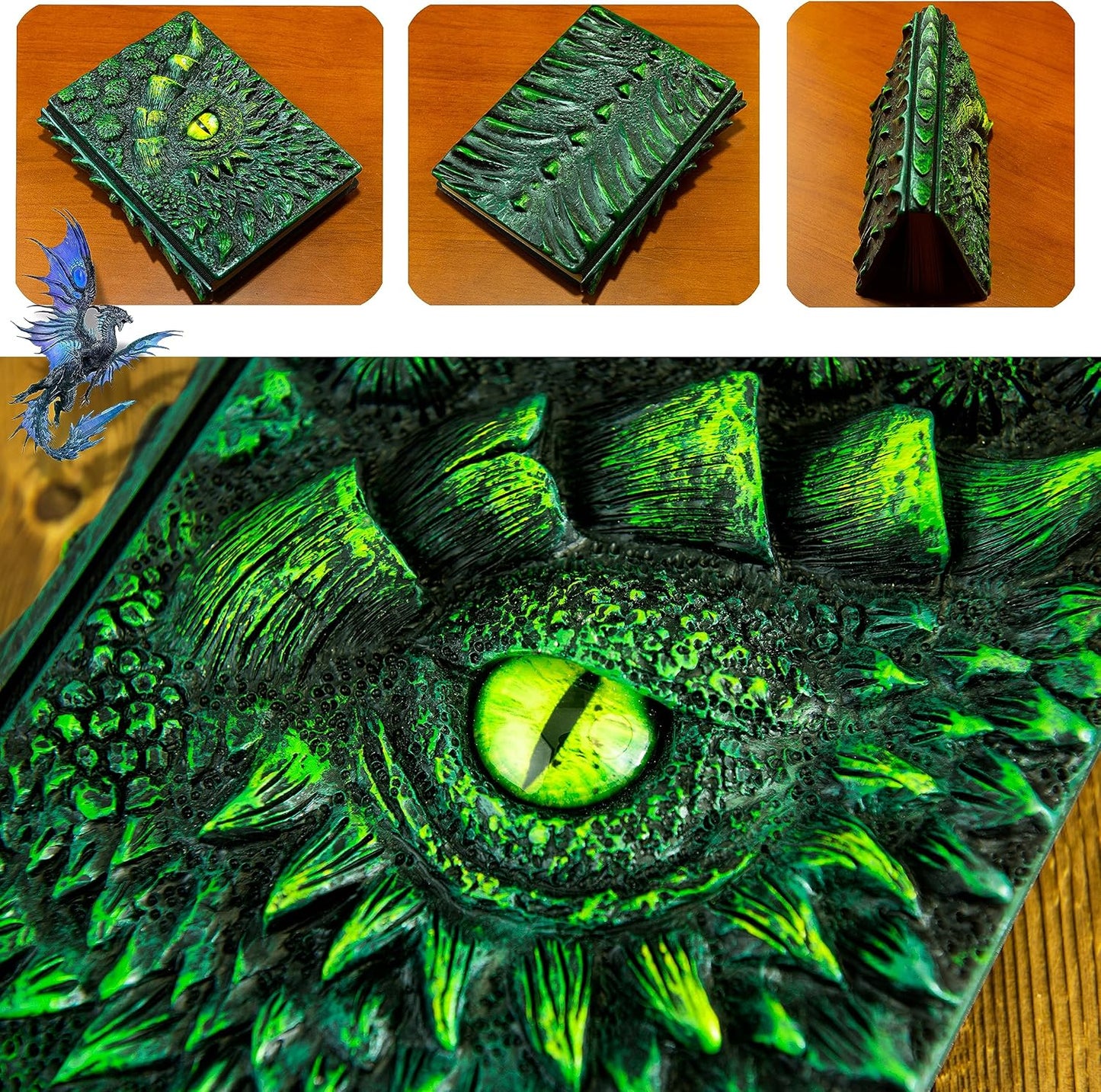 3D Dragon Eye Embossed Journal,Resin Engraving Notebook,Dnd notebook for Dragon Lovers ，Blank Paper,Hardcover Travel Notepad for Writing,Sketchbook,Collection,Gift,Decoration A4 and A5 Size (A5-Green