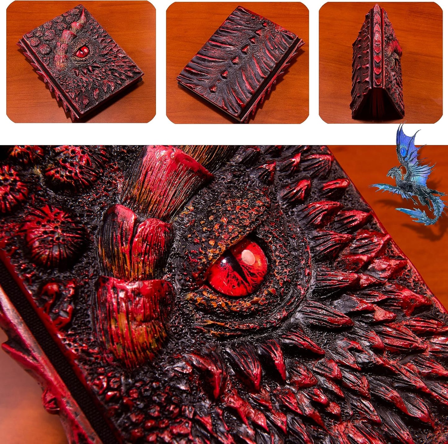 3D Dragon Eye Embossed Journal,Resin Engraving Notebook,Dnd notebook for Dragon Lovers ，Blank Paper,Hardcover Travel Notepad for Writing,Sketchbook,Collection,Gift,Decoration A4 and A5 Size (A5-Red