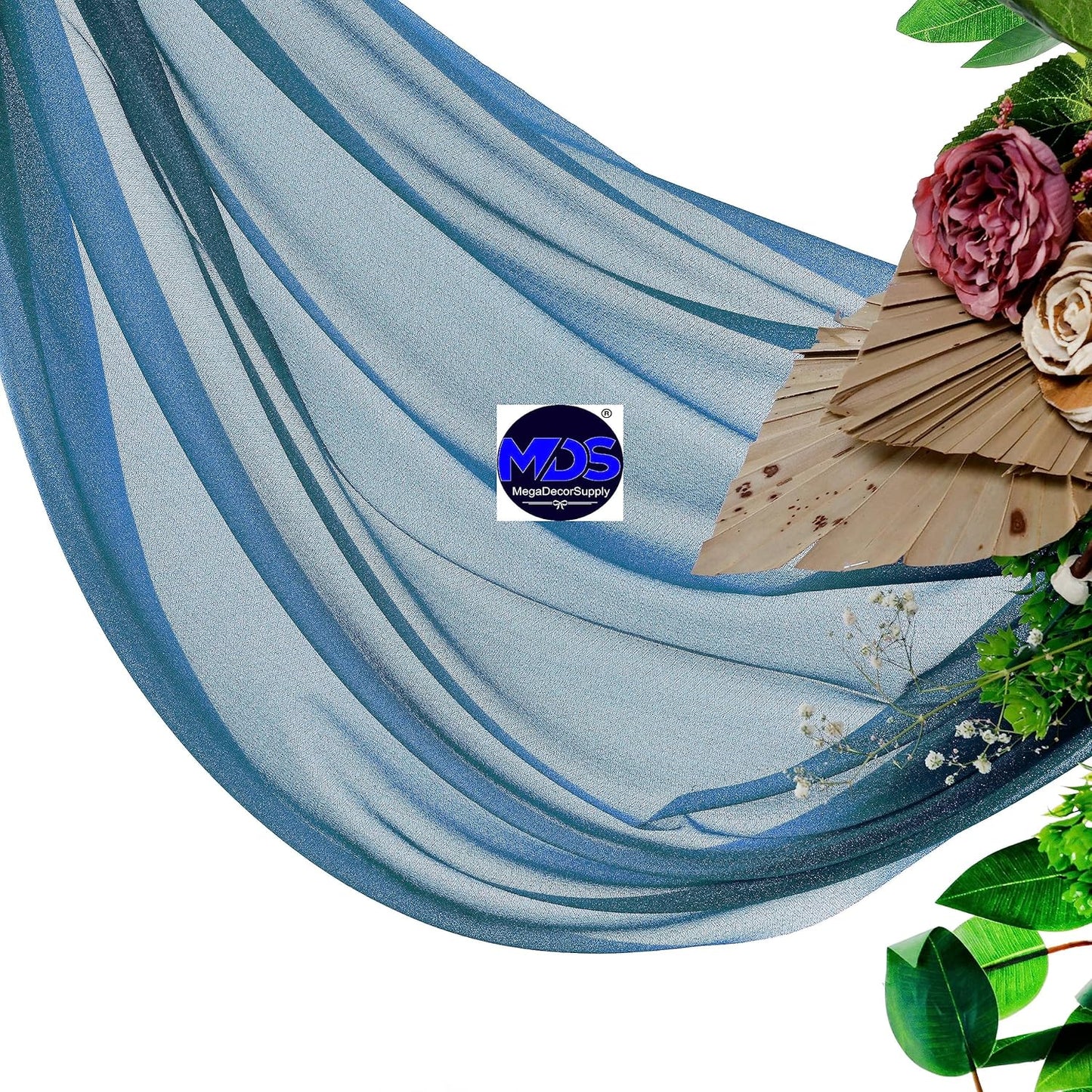 MDS Halloween Chiffon Draping Fabric - 2 Panel, 30" Wide x 100ft Long - Sheer Spooky Arbor & Canopy Drapery for Haunted House Backdrops, Party Ceilings, DIY Costumes & Themed Events - Dark Teal